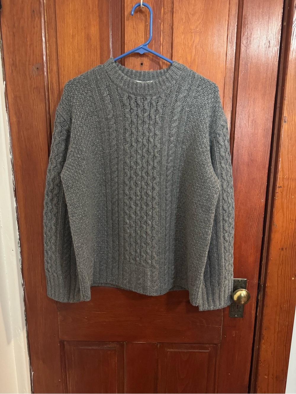 Everlane women’s cable sweater in luxe merino, NWT, grey, size medium